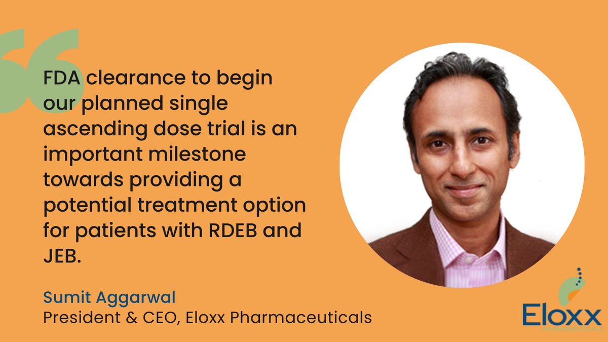 Eloxx is pleased to announce plans to initiate a first in human study of ZKN-013 in patients with RDEB. #RDEB is a rare, inherited, and life-threatening genetic disorder in which collagen VII is missing. Read full press release: investors.eloxxpharma.com/news-releases/…