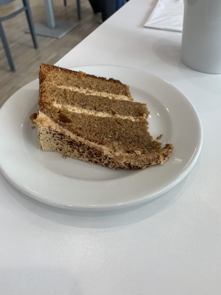 cbond's tweet photo. shrinkflation has even hit @waitrose cafe. Quite a long time since I’ve had cake at waitrose but I’m sure the slices weren’t this small. https://t.co/mvDPdsCbUK