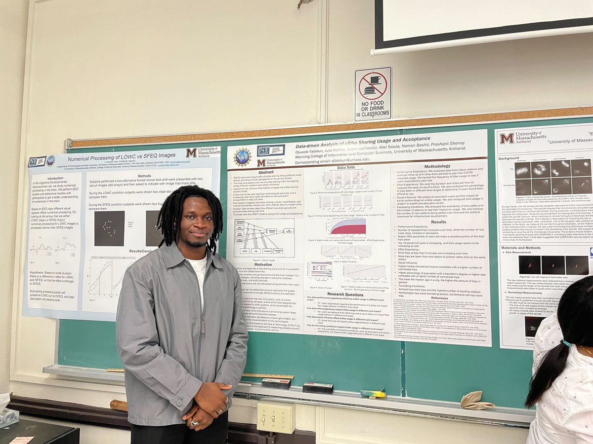 Prashant Shenoy (@pshenoy) on Twitter photo Congrats to Wole Fabikun on presenting his research poster on the use electric bikes as a sustainable means of transportation at the LSAMP Symposium!
Wole is a <a href="/manningcics/">Manning College of Information & Computer Sciences</a> junior and collaborated with <a href="/adamlechowicz/">adam lechowicz</a> <a href="/noman_bashir/">Noman Bashir</a> Abel Sousa and Julia Kojlke #Sustainability Congrats to Wole Fabikun on presenting his research poster on the use electric bikes as a sustainable means of transportation at the LSAMP Symposium!
Wole is a <a href="/manningcics/">Manning College of Information & Computer Sciences</a> junior and collaborated with <a href="/adamlechowicz/">adam lechowicz</a> <a href="/noman_bashir/">Noman Bashir</a> Abel Sousa and Julia Kojlke #Sustainability