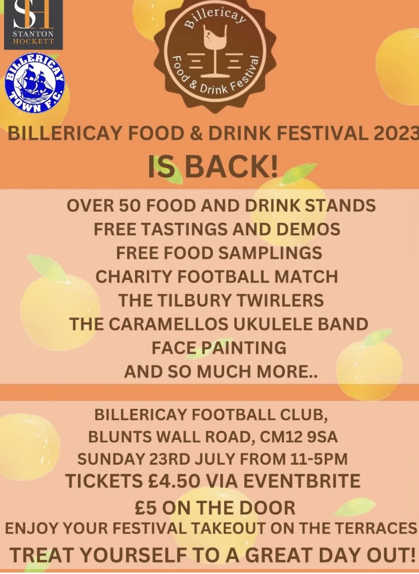 Not just food and drink! Tickets available in advance at Eventbrite £4.50 or on the gate £5.00 
<a href="/NickyHayesPhoto/">NickyHayesPhotos</a> @BTFCPress <a href="/btfcliveradio/">Billericay Town Live Radio.</a>