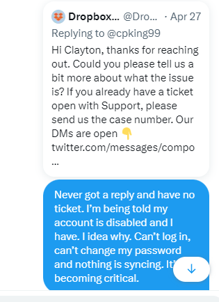 cpking99's tweet photo. @DropboxSupport So, what exactly do I have to do to get a response from someone at @Dropbox? This is an EPIC fail - and you're complicit. https://t.co/ol3ic6K4Ev