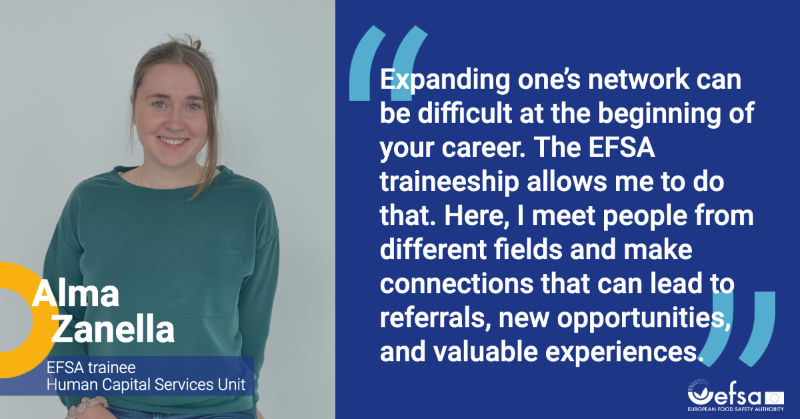 EFSA_EU's tweet photo. Are you a young professional looking for a 1⃣ year all-round experience in a 🇪🇺 Agency?
Read our trainees' testimonials & apply to #EFSATraineeship to work on inspiring projects while contributing to ensuring sustainable #FoodSystems
ℹ️ & ✍️ https://t.co/7YpRr8FEO5
⏰15/5/23