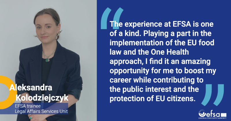 EFSA_EU's tweet photo. Are you a young professional looking for a 1⃣ year all-round experience in a 🇪🇺 Agency?
Read our trainees' testimonials & apply to #EFSATraineeship to work on inspiring projects while contributing to ensuring sustainable #FoodSystems
ℹ️ & ✍️ https://t.co/7YpRr8FEO5
⏰15/5/23