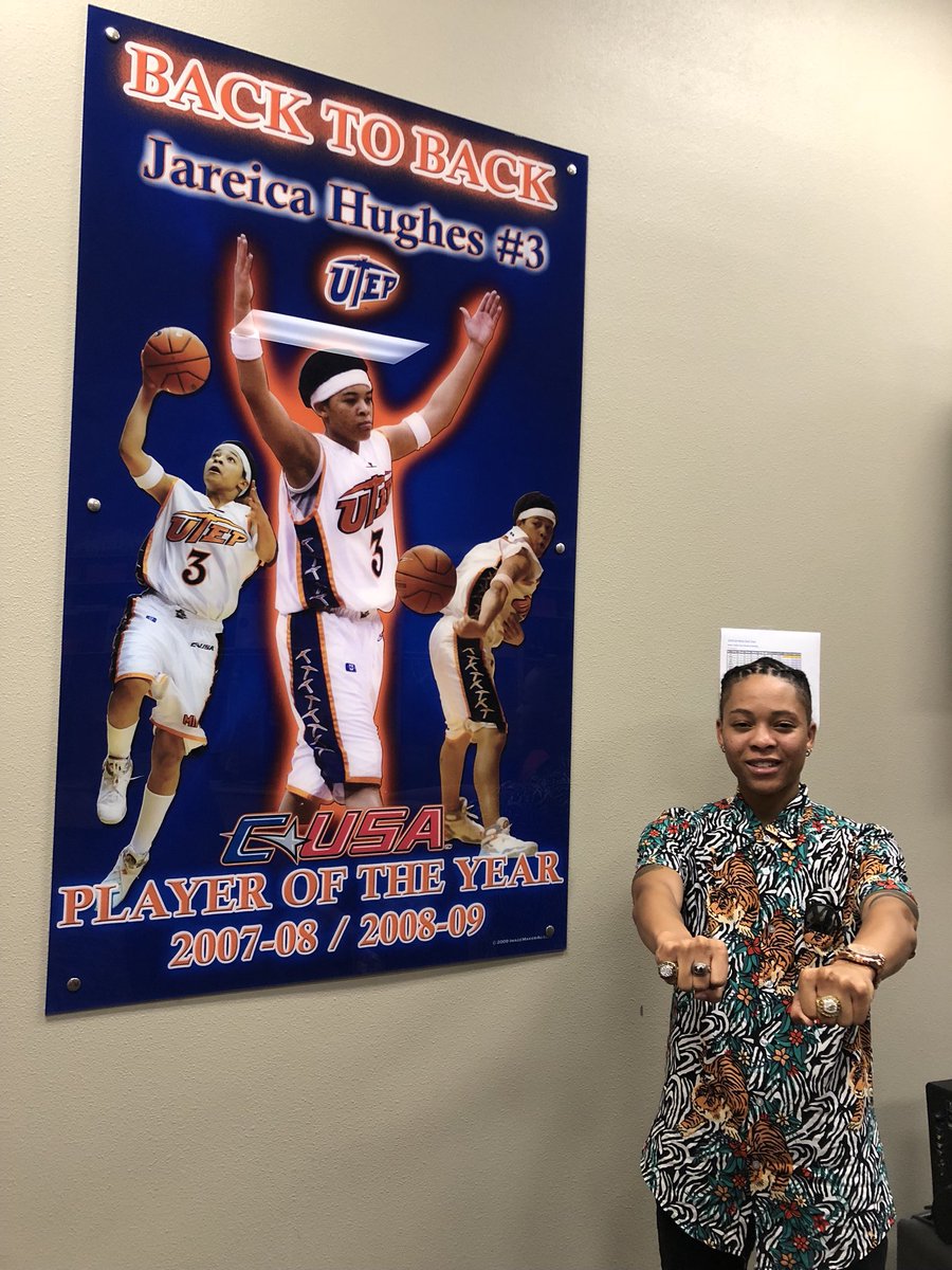 SSN_UTEP's tweet photo. Jareica ended up finishing her UTEP campaign first all-time in career assists (599) &amp; steals (277). 

In her life after UTEP, Hughes played basketball overseas and was inducted in the UTEP Athletics HOF in 2018. She currently is the Asst. Coach at Colby Community College. https://t.co/h2xAYEvN2O