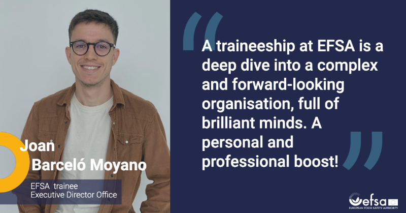 EFSA_EU's tweet photo. Are you a young professional looking for a 1⃣ year all-round experience in a 🇪🇺 Agency?
Read our trainees' testimonials & apply to #EFSATraineeship to work on inspiring projects while contributing to ensuring sustainable #FoodSystems
ℹ️ & ✍️ https://t.co/7YpRr8FEO5
⏰15/5/23