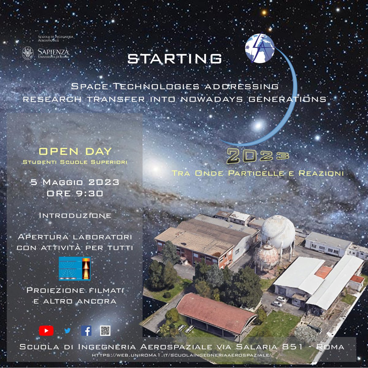 STARTING
Space Technologies addressing research transfer into nowadays generations
5 maggio 2023 ore 9:30