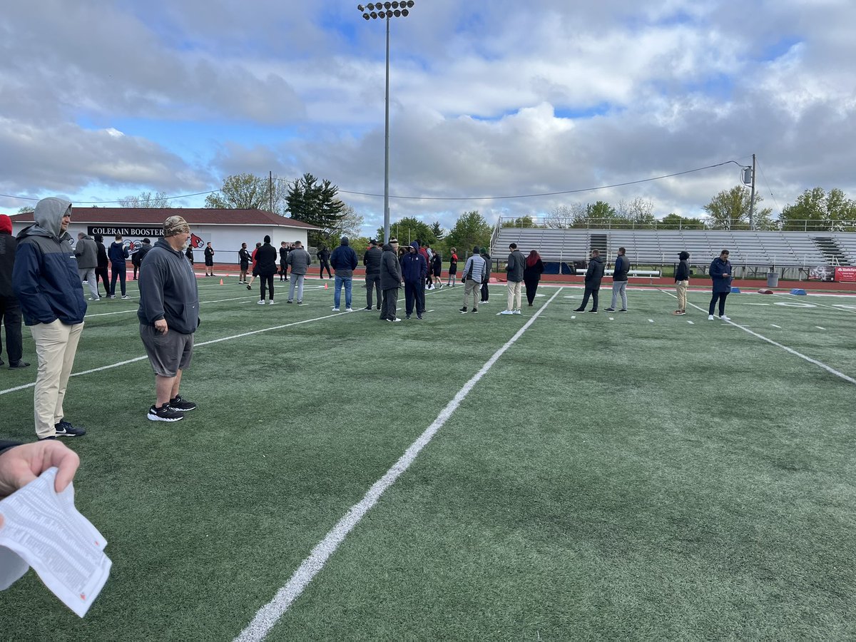 WeAreColerain's tweet photo. What a great morning at Colerain High School. Around 100 college coaches coming out to see our guys workout.

#WeAreColerain https://t.co/jzLJyWSs3D