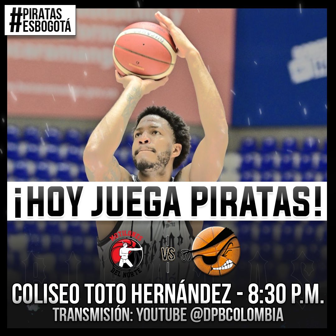 PiratasBogota's tweet photo. ¡🏴‍☠️HOY JUEGA PIRATAS🏴‍☠️!

🏀Continúa en la carretera el equipo del parche y visitará a los Motilones del Norte en el Coliseo Toto Hernández de Cúcuta a las 8:30 p.m.

📺: Sigue la transmisión por @WinSportsTV y por el YouTube Live de @DPB_Colombia.

¡Vamos con todo, Piratas🟡🔴! https://t.co/gyijNe0usF