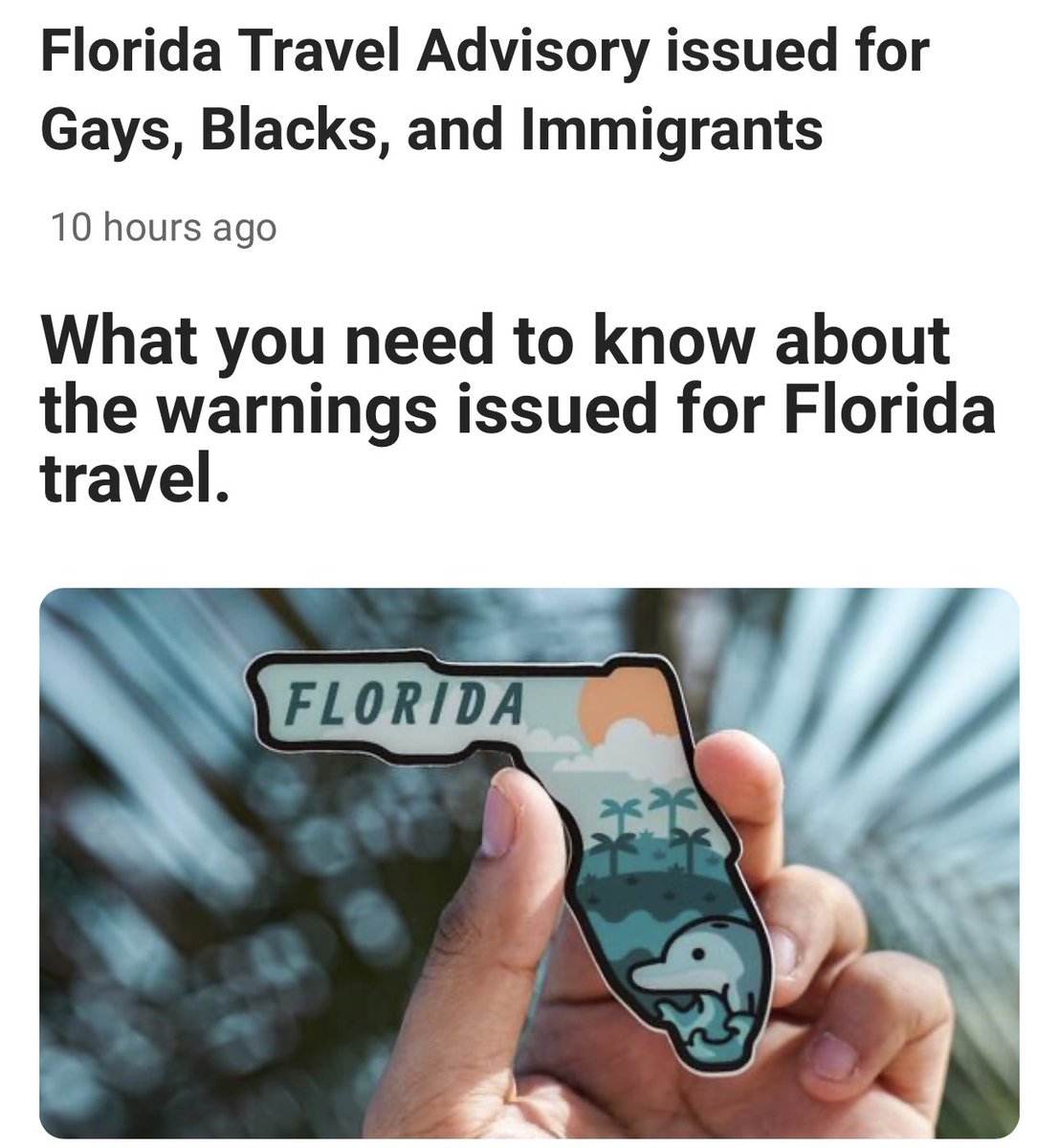Florida has gone from America’s Destination to America’s “Hesitation”…what a mess.  Full story on my website “In The News.” 🤦🏿‍♂️ #FloridaTravelAdvisory #Florida #newsandpolitics #DeSantisBetrayedFlorida #FloridaBlacks #FloridaImmigration #FloridaLGBTQ