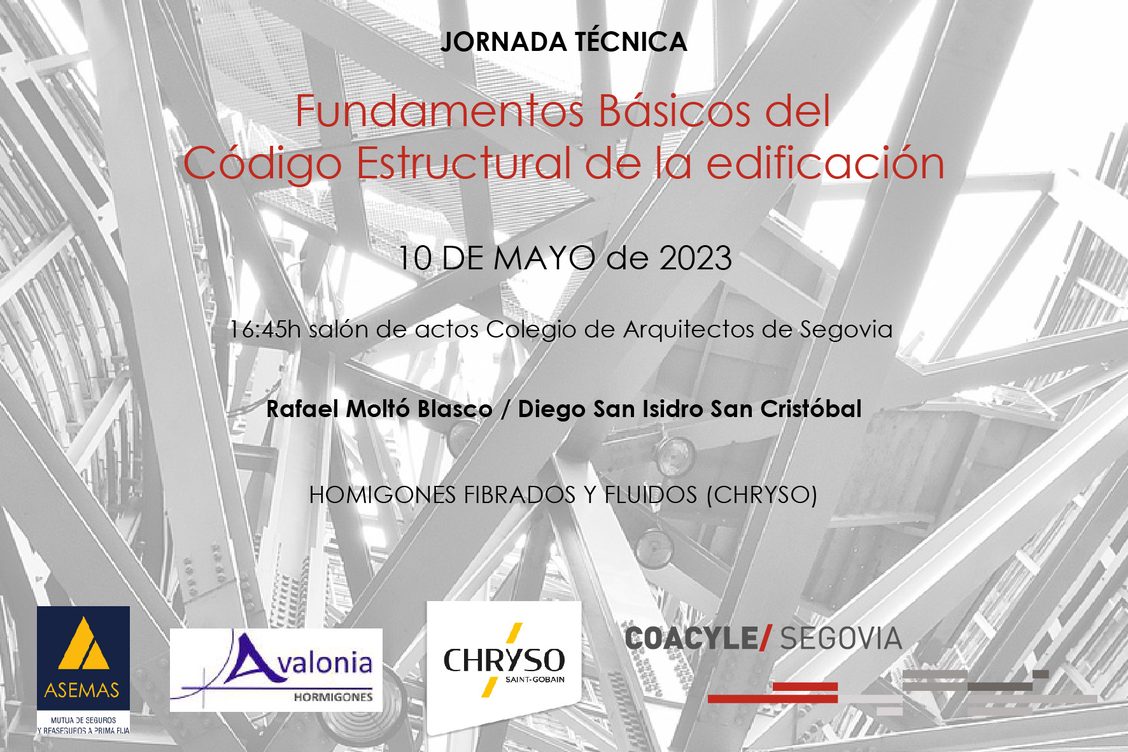 JORNADA TÉCNICA PRESENCIAL

Ponentes: Rafael Moltó Blasco y Diego San Isidro San Cristóbal

Participa: CHRYSO, que nos hablará de los Hormigones fibrados y fluidos

forms.gle/Uqndkkr7rcE5EX…