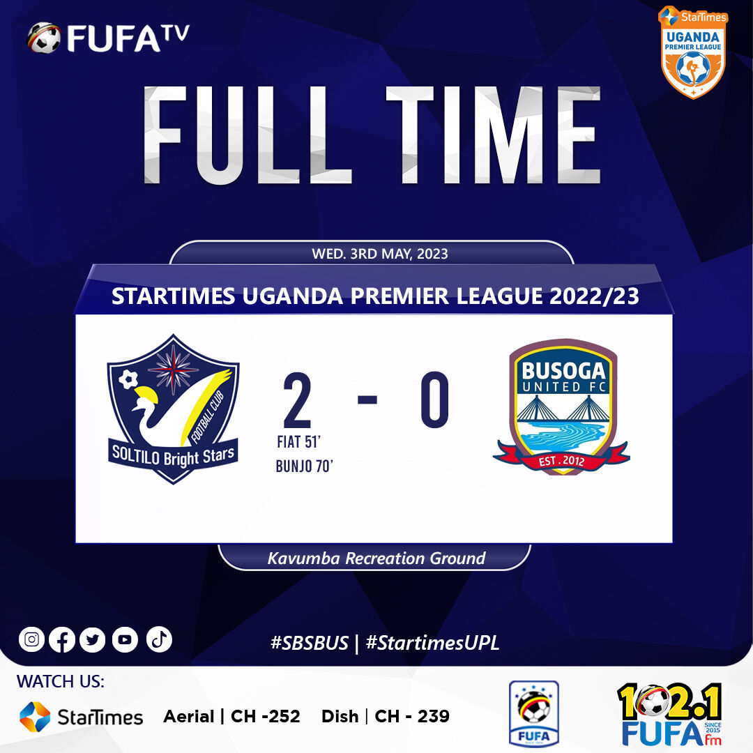 fufatv1's tweet photo. FT | Bright Stars reigns supreme in Kavumba.
#SBSBUS | #StarTimesUPL
#HomeOfUgandanSport https://t.co/gS9dyc8dEi