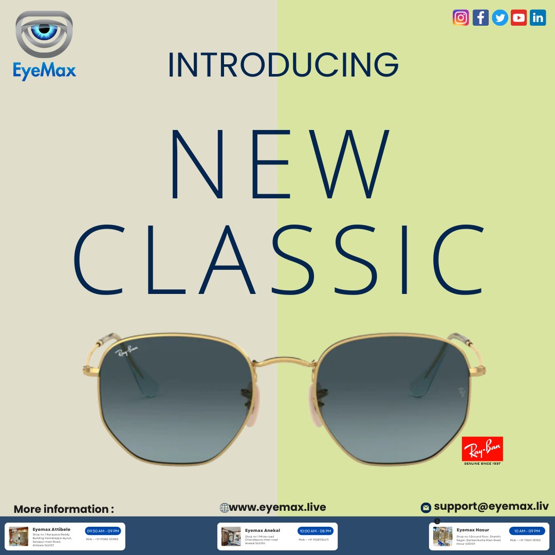 KiEyeMax1's tweet photo. Unleash your inner style icon with the sleek and sophisticated new Ray Ban shades.

For more Info-
+91 91082 00980
support@eyemax.live
https://t.co/yedaIMZi7q

#eyemax #kiseyemax #rayban #newarrival #raybansunglases #sunglasses #lenses #shine  #attibele #hosur #banglore https://t.co/demQyapr3H
