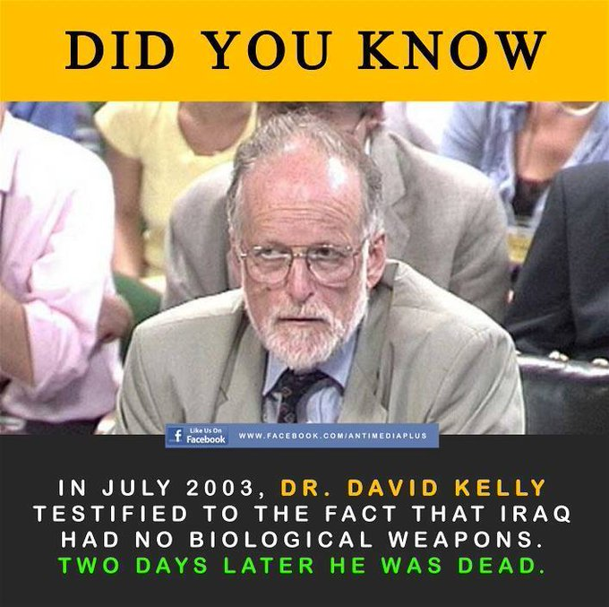 @source_222 (@source_222) on Twitter photo <a href="/georgegalloway/">George Galloway</a> <a href="/MoatsTV/">The Mother of All Talk Shows with George Galloway</a> It’s wild how fast people forget that nearly every war over the past 75 years was sold on false pretenses.
R.I.P. Dr David Kelly
His autopsy records are sealed for 100 years. <a href="/georgegalloway/">George Galloway</a> <a href="/MoatsTV/">The Mother of All Talk Shows with George Galloway</a> It’s wild how fast people forget that nearly every war over the past 75 years was sold on false pretenses.
R.I.P. Dr David Kelly
His autopsy records are sealed for 100 years.