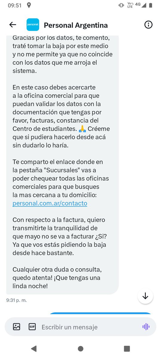 larosaura's tweet photo. Lean atentamente el final. Ahí @PersonalAr dice que en Mayo no nos van a facturar porque hace tiempo pedimos la baja. Y hoy llego la boleta. Nos quieren seguir robando! @ENACOMArgentina @DNDConsumidor https://t.co/tGukvdxmak