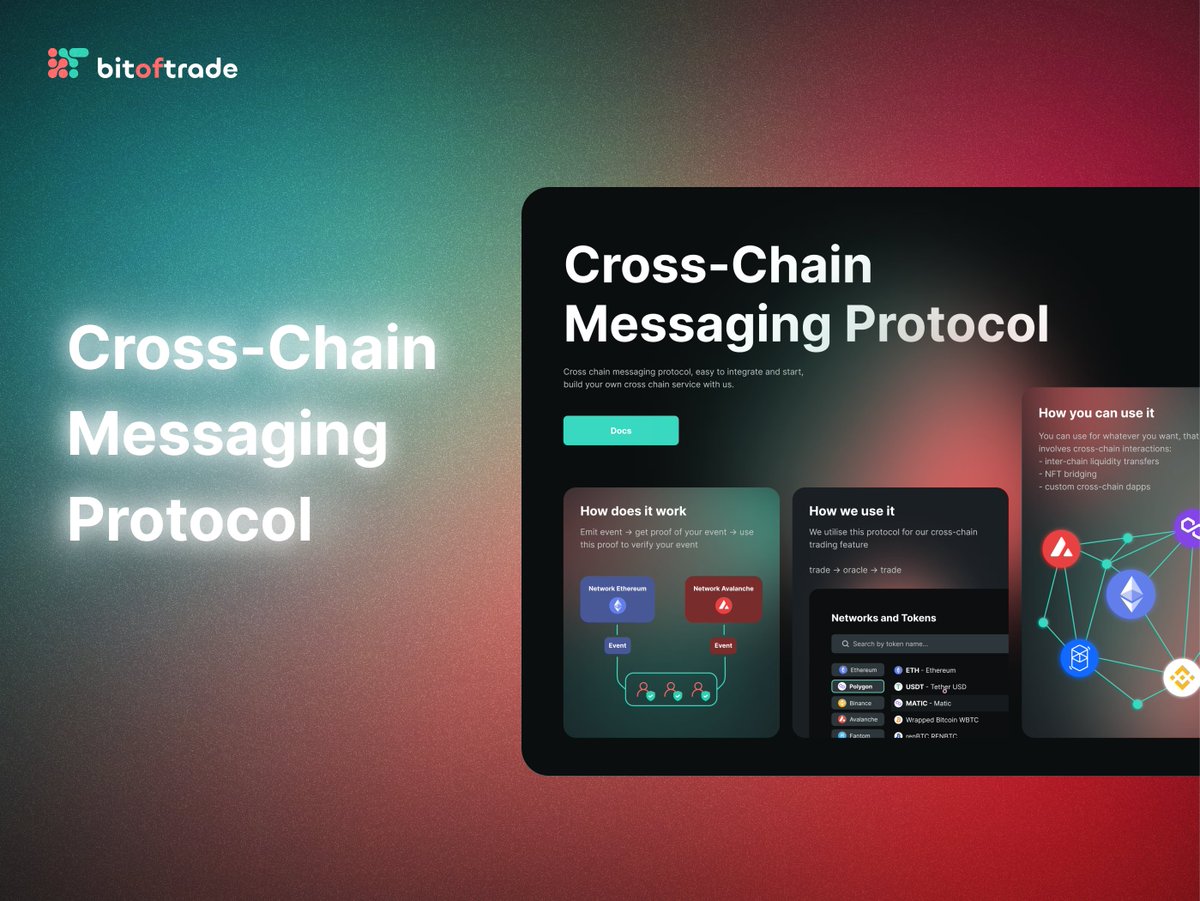 bitoftrade's tweet photo. #CrossChainMessagingProtocol (#CCMP) can be used in any case involving cross-chain interactions:
🟣Inter-chain liquidity transfers
🟣#NFT bridging
🟣Custom cross-chain dApps
Try the outstanding #dApps tool: https://t.co/rl83OUhSpi
#crosschain #interchain https://t.co/ODqBT6Jst0