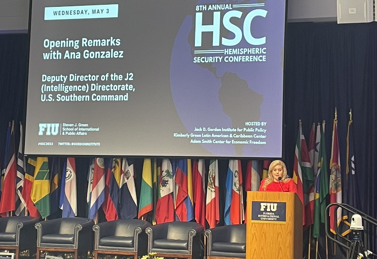 GordonInstitute's tweet photo. 💥Day 2 of #HSC2023 is in full effect with Opening Remarks from Ana Gonzalez, Deputy Director of the J2 (Intel) Directorate at U.S. Southern Command.
Join us at the GC Ballrooms or virtually via Zoom! 💥 https://t.co/vHXBzfkSjT
#FIU #GordonInstitute https://t.co/m9ZG2FcTjz