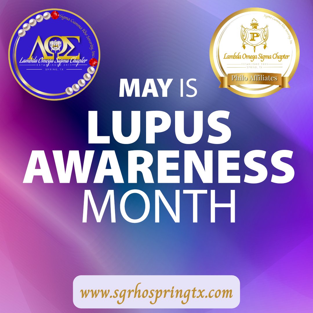 SGRhoSpringTX's tweet photo. May is Lupus Awareness Month! Join #LambdaOmegaSigmaPhilos & Family & Make Lupus Visible.
Learn more at https://t.co/VcuA42SBQs.
Join our team & walk with us 👉 https://t.co/9teTScPQTY
#SigmaGammaRho
#LambdaOmegaSigma #LupusWarrior
#Walk22
#LeadWithLoveAndExcellence
#Greater https://t.co/GRP6GSWFhx