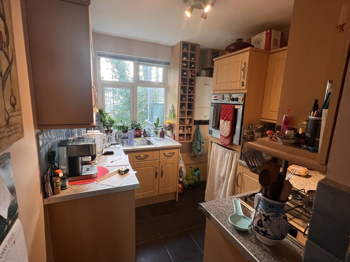 📍 Morden

~ Crown Avio Lifestyle
~ Light Grey
~ <a href="/HotpointUK/">Hotpoint UK</a> integrated appliances 
~ <a href="/franke_group/">Franke Group</a> sink and tap
~ <a href="/blumuk/">Blum UK</a> integrated waste
~ <a href="/HouseofWorktops/">HouseOfWorktops</a> solid oak worktop
~ Before and after
~ Designed, supplied and installed by us