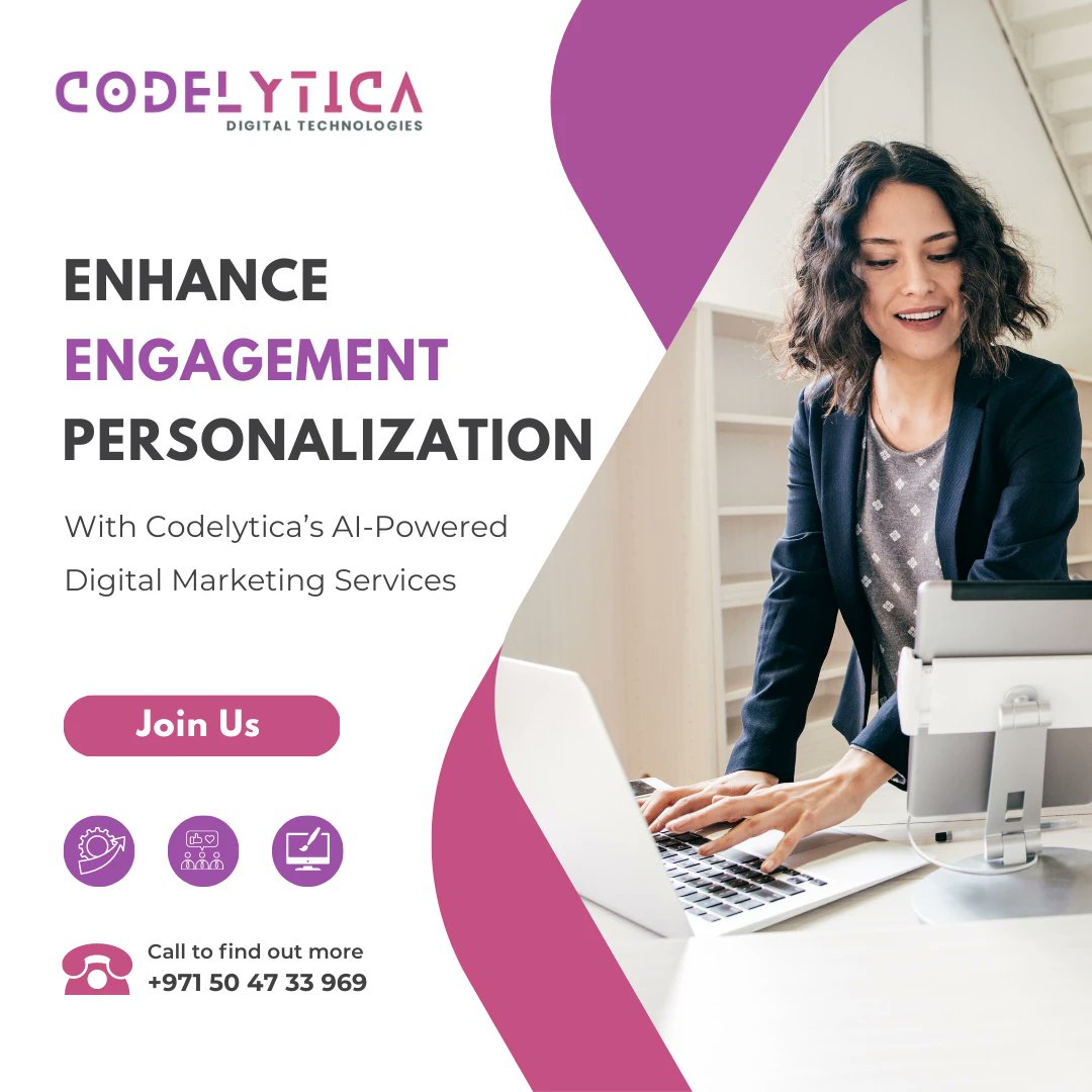 codelytica's tweet image. Revolutionize your digital marketing game with Codelytica's AI-powered services! Enhance engagement and personalization like never before
#Codelytica #digitalmarketing #AIpowered #engagement #personalization #onlinemarketing #UAE #SEO #PPC #socialmediamarketing