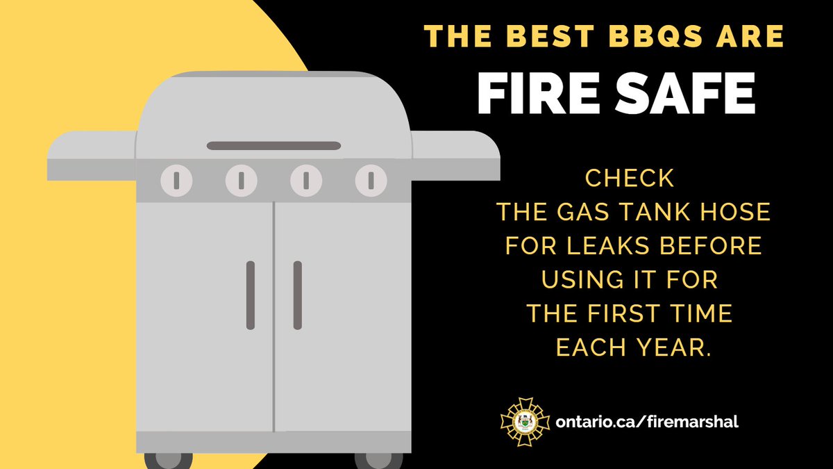 It’s been a long winter. Before trying the latest grilling hack, check your barbeque gas tank hose for leaks. Apply a light soap and water solution to the hose. A gas leak will release bubbles. #FireSafety #BBQSeason