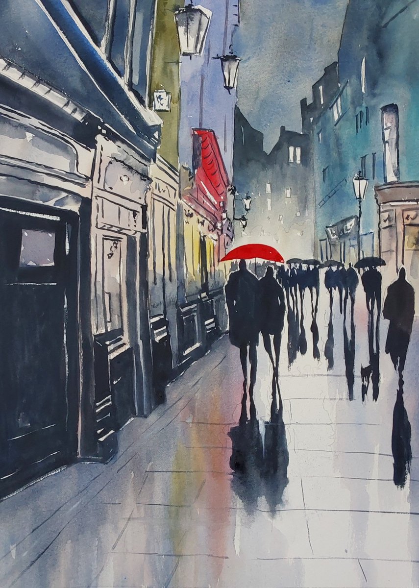 Rainy day Watercolour of Temple Bar,  Dublin .....#templebar #Dublin #ireland #watercolour #art