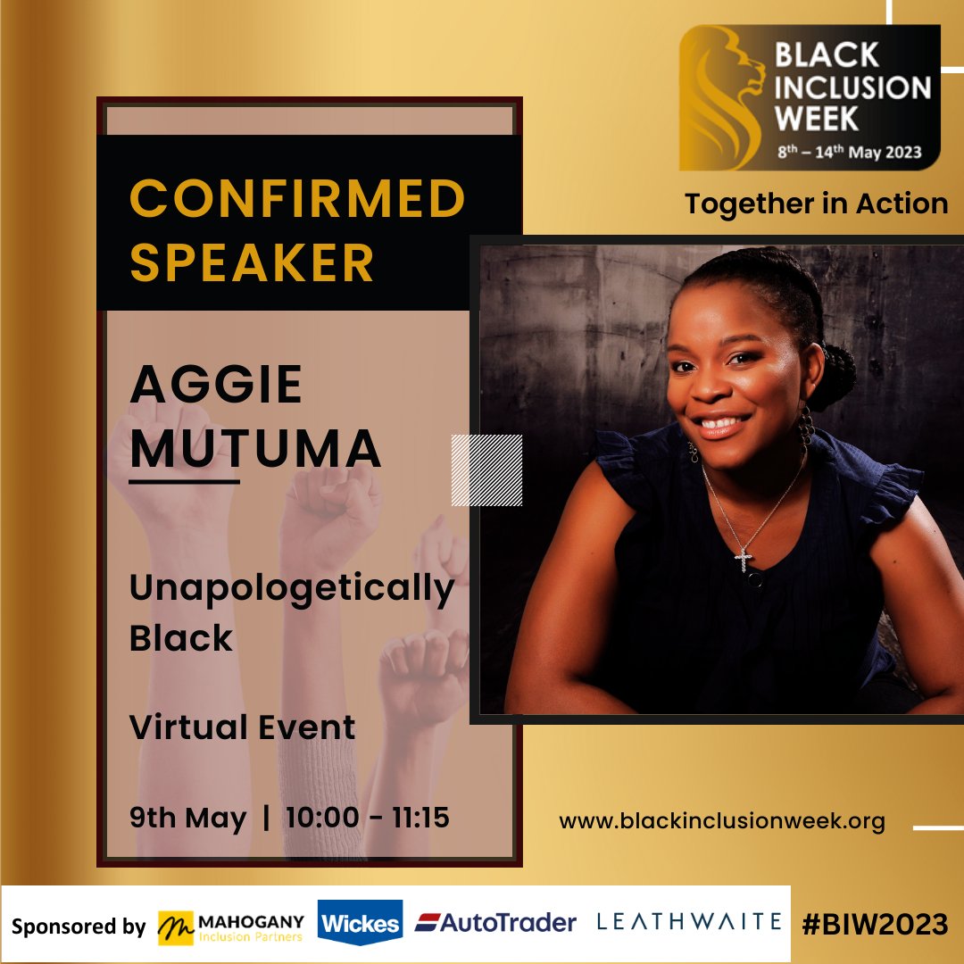 MahoganyInclus1's tweet photo. Our very own Aggie Mutuma will be speaking at multiple events during #BlackInclusionWeek2023! 

We can’t wait to hear all the amazing talks and conversations going on throughout the week. 

Book your place: 
 https://t.co/fL7l8dMMM1 https://t.co/HvGQnogu49
