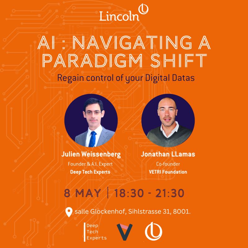 vetri_global's tweet photo. Join us for a great event about data privacy, AI and the future of our digital lives!
@_lincolngroup
#Tokenisation #crypto #blockchain #Metaverse4business #fairdata #valueyourdata https://t.co/ZeFr0SqXzr