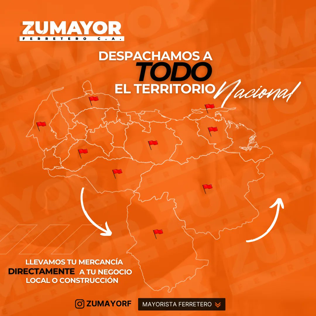 ZUmayorf's tweet photo. DESPACHAMOS A TODO EL TERRITORIO NACIONAL 🚛 
Brindarte el mejor servicio durante tu proceso de compras y pedidos es uno de nuestros objetivos..
¡Que el destino no sea tu problema!  
 Queremos hacer nuevas relaciones🤝 .⠀
 #occidente #ferreteria #negocio #almayor #maracaibo https://t.co/H6orrMHvQs