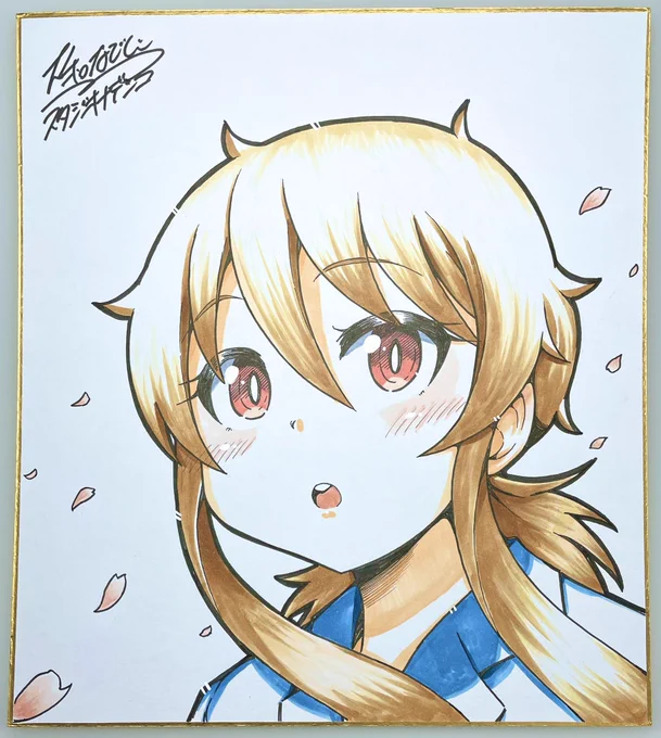 GWのコミティアとコミ1に持って行く色紙!第3弾完成(*•̀ᴗ•́*)و ̑̑ ちっちゃい女先輩の夏希先輩の色紙4枚です\\\\٩( 'ω' )و ////