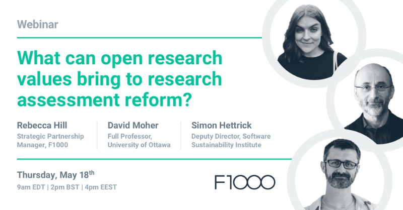 F1000's tweet photo. Register today to join our #ResearchAssessment webinar on May 18th – hosted by expert speakers @dmoher,  @sjh5000, and @_becky_hill. 

📧 A certificate of attendance is available for all participants. 

Save your spot: https://t.co/lbIpOSxuKg