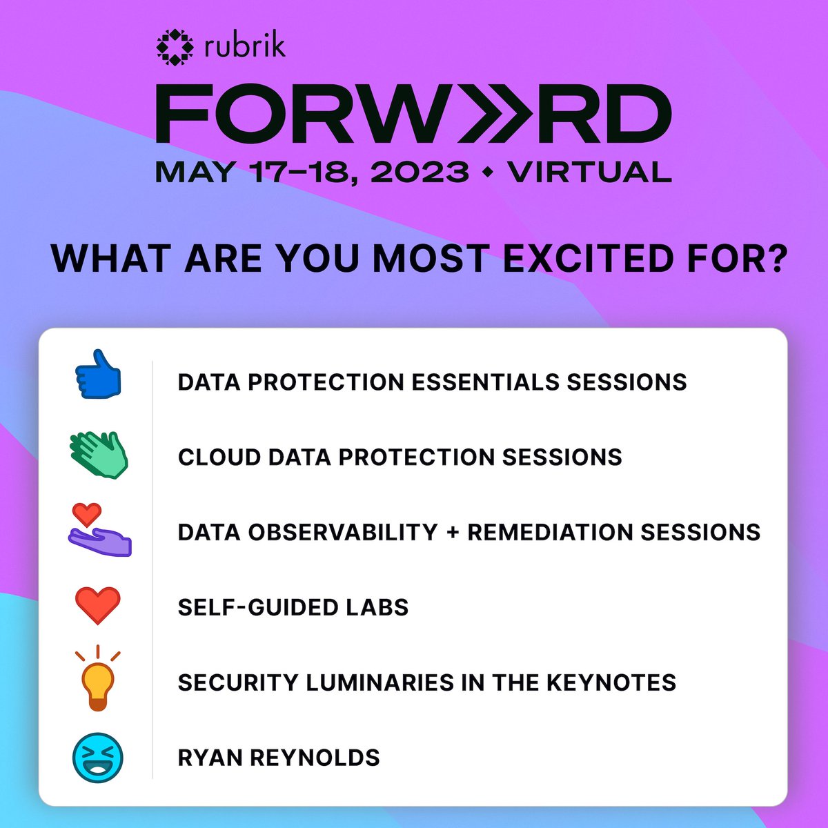I am so excited for everything we have planned at #RubrikFORWARD virtual this year...I can't pick a favorite!