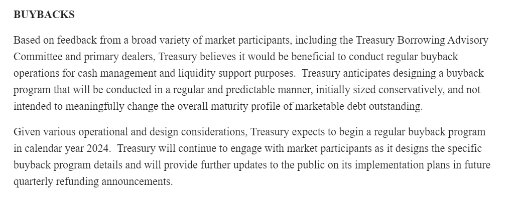 NickTimiraos's tweet photo. NEW: The U.S. Treasury will design a program to buyback government debt with plans to execute purchases beginning next year

The Treasury hasn't done this since 2000 https://t.co/EnNqZRegZ7 https://t.co/kSGUOrkYPN