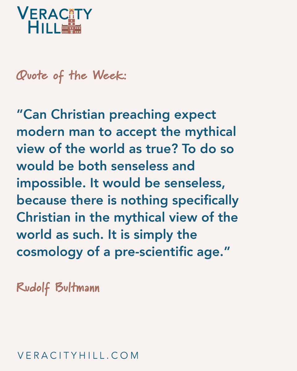 VeracityHill's tweet photo. What do you make of this Bultmann quote?
Is the "modern man" really so different than those that lived under the strong arm of the Roman empire?
#modernman #bultmann #theology #worldview https://t.co/Z5VtZMjeuh