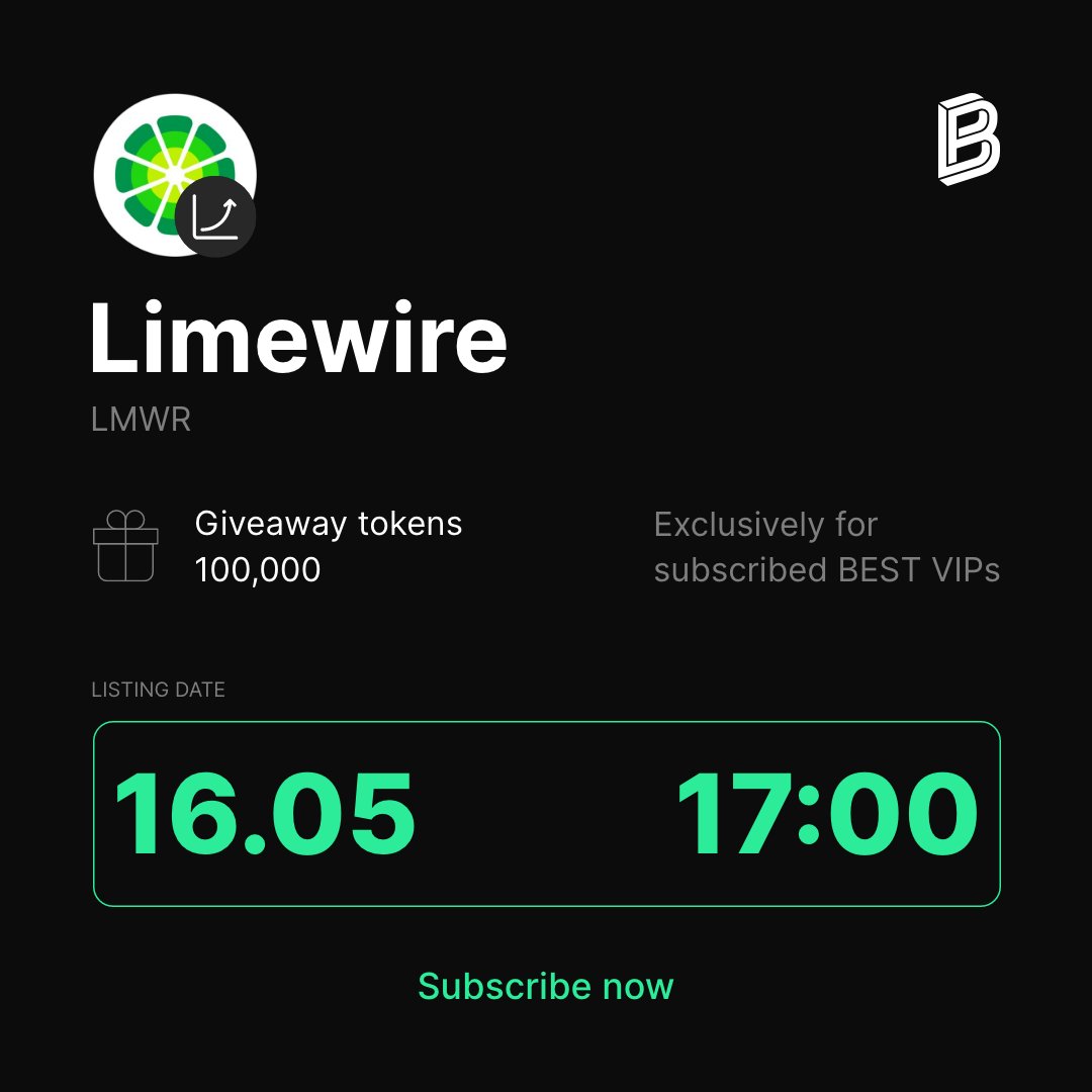 Our next #BitpandaSpotlight countdown is officially... lime!

Oh wait... live* 🥳

You can now head to the Bitpanda webapp and subscribe to our latest offering: <a href="/limewire/">LimeWire</a>!

The countdown will coincide with token distribution and exchange listings, so don't wait! ⏬