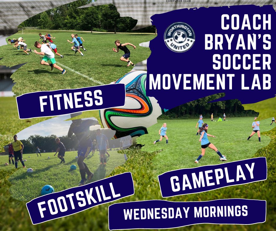 Wednesday Mornings this summer at Worthington Estates!  Become a more complete athlete and soccer player!  Sessions for 2014 and younger and 2013 and older for all skill levels!  Sign up Now at Worthingtonyouthboosters.org/united-94/camp…