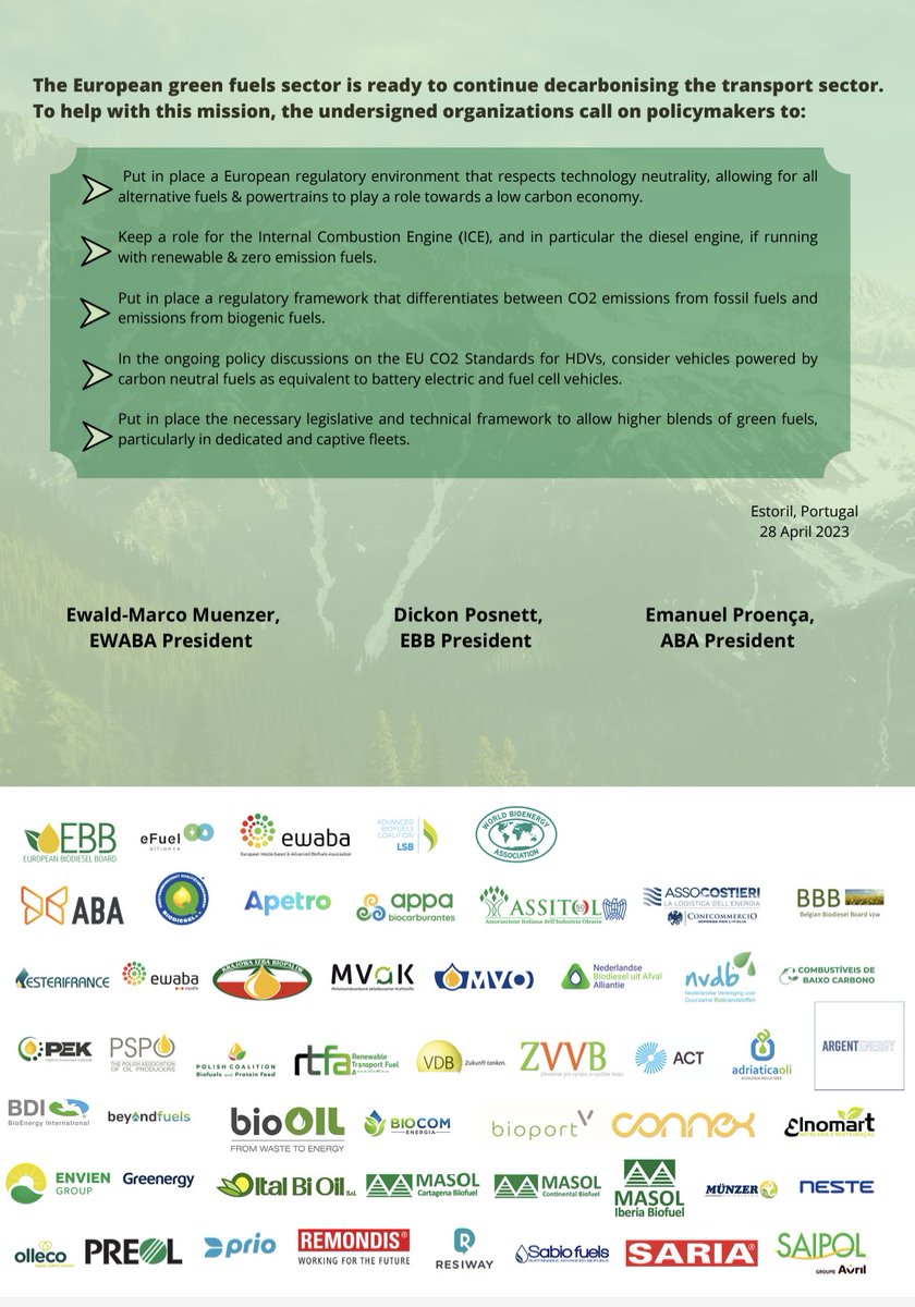 EBB_Biodiesel's tweet photo. π’ Last week we shook things up at the #BPlusSummit by launching the B+ Manifesto on decarbonizing #HDVs with #biodiesel higher blends! ππ±
πͺ This manifesto outlines our bold policy asks to reduce reliance on imported fuels, contribute to more green jobs, and support the EU circular economy. Plus, it's already been co-signed by 50+ organizations!
π Check it out here: https://t.co/vOBbPmeXhP