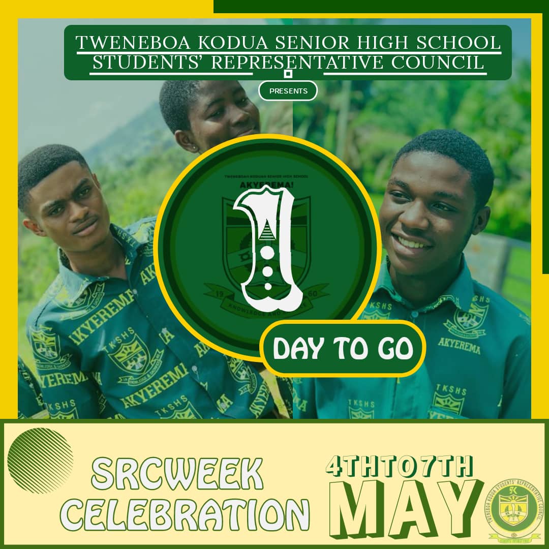 OfficialTKSRC's tweet photo. 🚀Just a Day To Go. 

SRC WEEK CELEBRATION COUNTDOWN.

AKYEREMA 💚💥

Take a look at Tweneboa Kodua Students' Representative Council (@OfficialTKSRC): https://t.co/uowUGX0uON

Instagram : officialtksrc

#TKSRC'23 https://t.co/S2dHoqFUD8