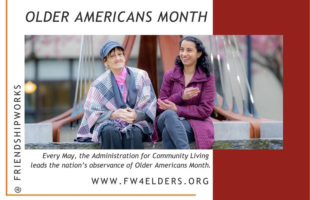 May is Older Americans Month and we're reminding everyone about FriendshipWorks' #Elderbration and Walk to End Elder Isolation on May 21. Join us and be part of the solution to create connection and reduce loneliness and socialisolation for older adults all over GreaterBoston.