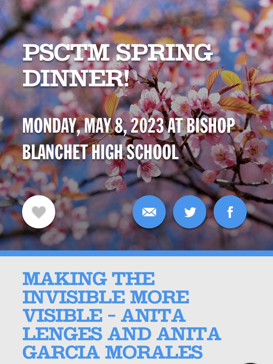 Register today to join us next week. All are welcome! #psctm #nctm #pnw #MathEquity #nwmc #nwmc2022 #nwmathconf #Math #mathchat #mathcoach 

eventbrite.com/e/psctm-spring…