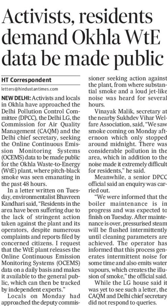 Warriormomsin's tweet photo. Okhla #WTE plant is located in a dense area with PM 2.5 > 250 microgms, fined by @DPCC_pollution for excess PM2.5 dioxins &amp; furans;

Transparency in releasing #OCEM data will allow public scrutiny of the plant's compliance with environmental regulations &amp; operational efficiency💙 https://t.co/cnKUT7Q6FE