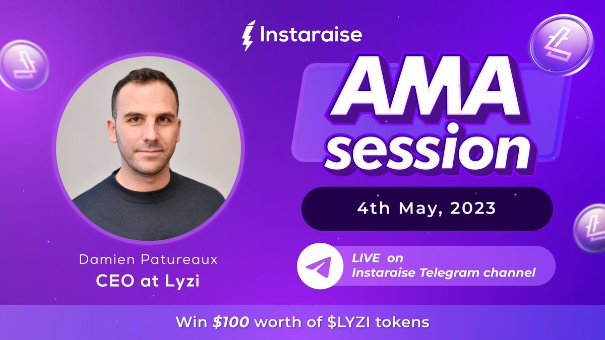 $LYZI IDO is coming on #Tezos this Friday!

Join us for an #AMA session tomorrow with <a href="/Lyzi_app/">Lyzi 🇫🇷</a>’s CEO <a href="/DamienPtx/">Damien Patureaux</a>🚀

Venue➡️t.me/instaraise
Time➡️5PM UTC

Ask your questions in the comments⬇️

💰Top 5 winners will share $LYZI tokens worth $100🤩

#defi #XTZ #giveaway #IDO