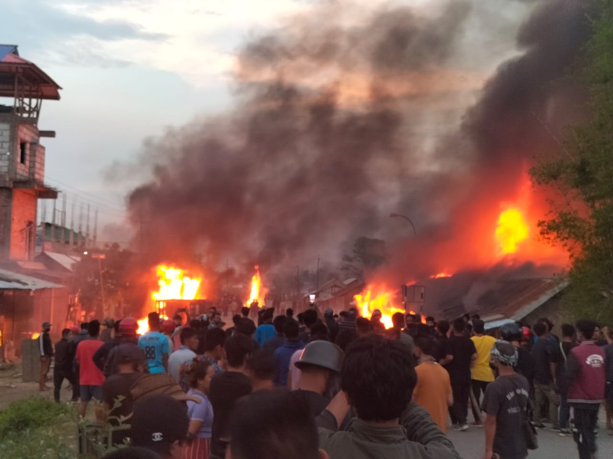 HauPaite's tweet photo. #ManipurOnFire It was always about our rights, our identity, our land, our heritage. This is the response we get for our peaceful #TribalSolidarityMarch Why this mayhem? Kangvai village burnt down by you know who. @PMOIndia @HMOIndia @TribalAffairsIn #ManipurOnFire https://t.co/ylz6I7hrwo