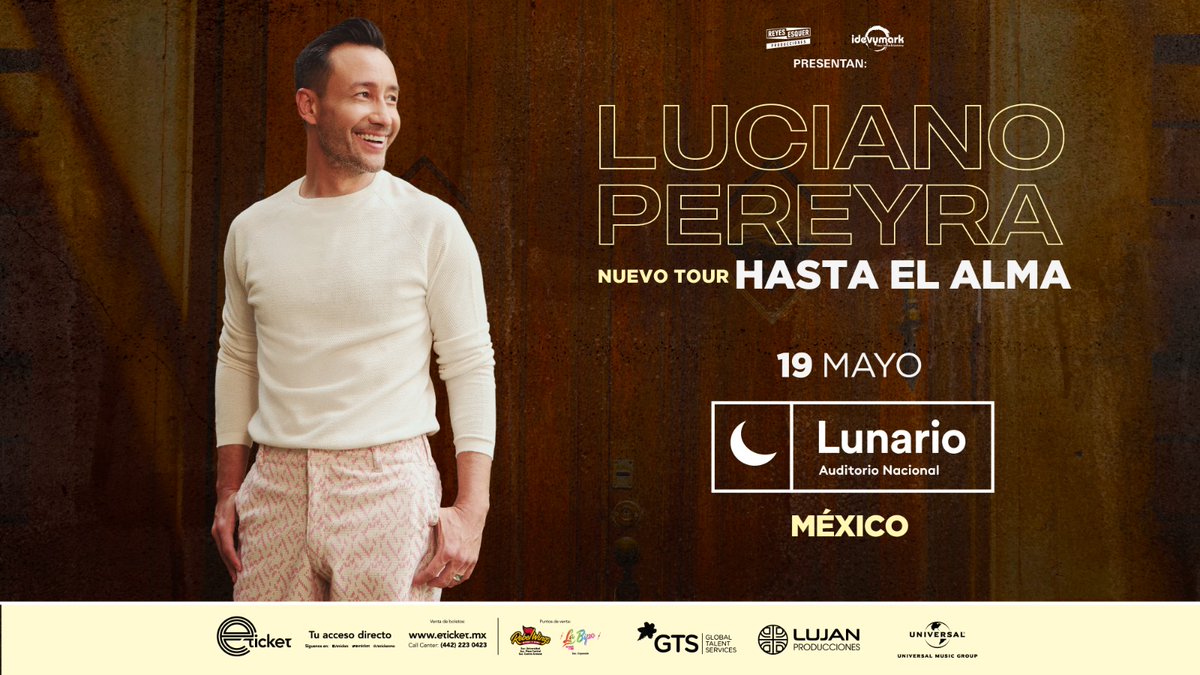 UMusicMexico's tweet photo. Con su tour #HastaElAlma ❤️ @LucianoPereyra llega a #CDMX para presentarnos toda su música. 

La cita es este 19 de mayo en el @LunarioMx https://t.co/kG4903kkN6