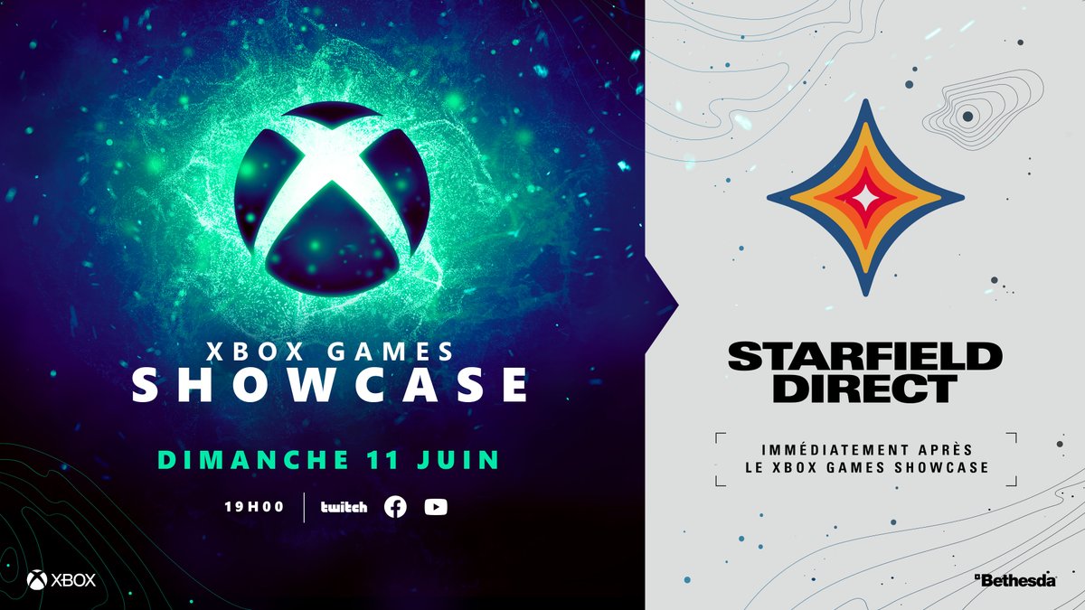 XboxFR's tweet photo. ⚠️ Spoiler Alert : nous parlerons de jeux.

Retrouvez le Xbox Games Showcase suivi du Starfield Direct le dimanche 11 juin à 19h00 | #Starfield #XboxShowcase
🔗 https://t.co/jV8KmENjk7 https://t.co/hijvnDZk3j