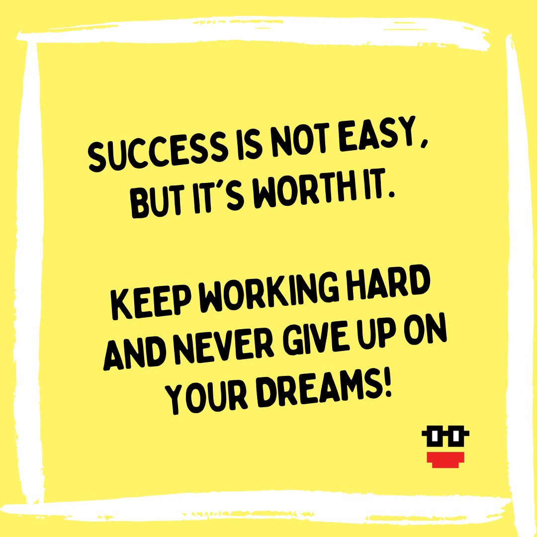 pixelizen's tweet photo. GM Fams, success is not easy, but it's worth it. Keep working hard and never give up on your dreams! 💪🏽 #HardWorkPaysOff #NeverGiveUp #NFTForHope https://t.co/NVceXOubUl