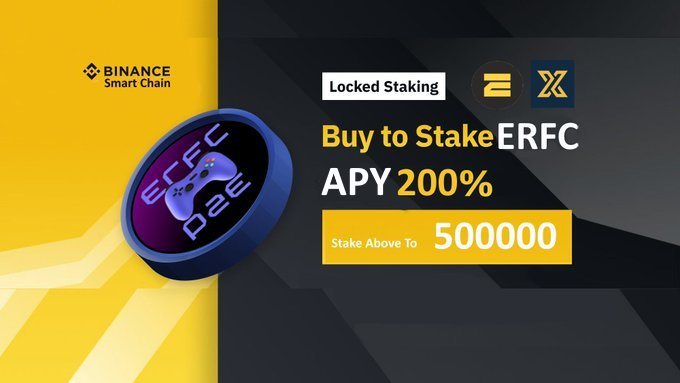 Stake your $ERFC tokens and earn an impressive 200% APY 🤑
Hurry up, this offer is for a limited time only. 
Stake your  Coins in erfc-staking.web.app #Crypto #Staking #hodlers #passiveincome