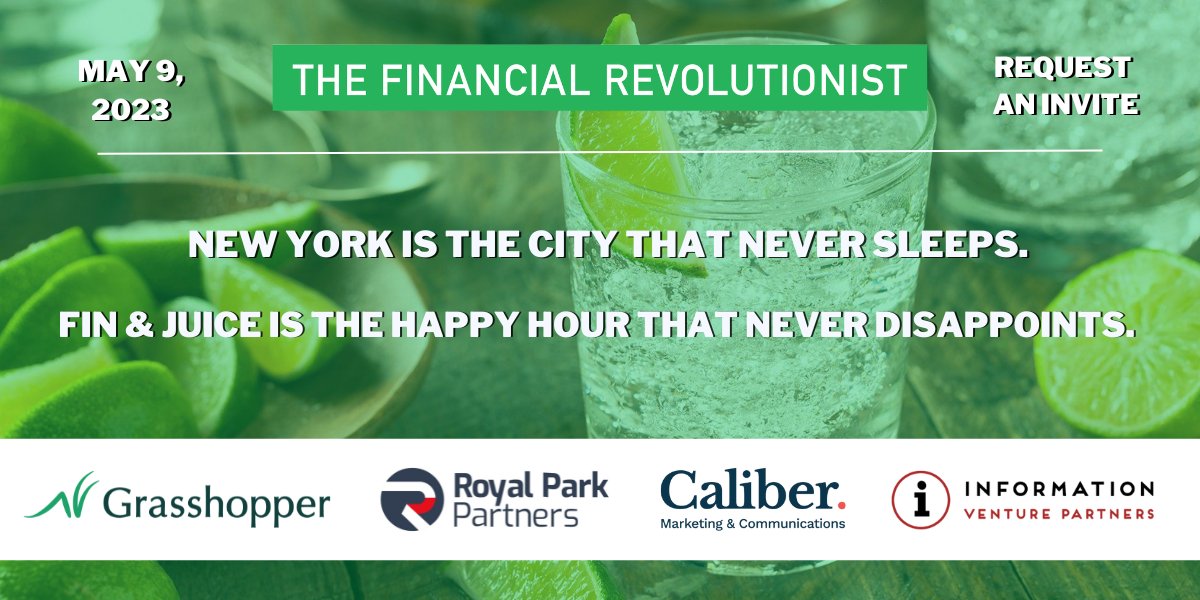 informationvp's tweet photo. Will you be attending #FintechNexus in NYC next week? We're partnering with @Fin_Revolution  to host a networking event for the ages! Want to join us? Request an invite below and mention our name for preferred consideration. 🥂https://t.co/TaclcGgANv

#TheFRPresents https://t.co/shQQT8bjss