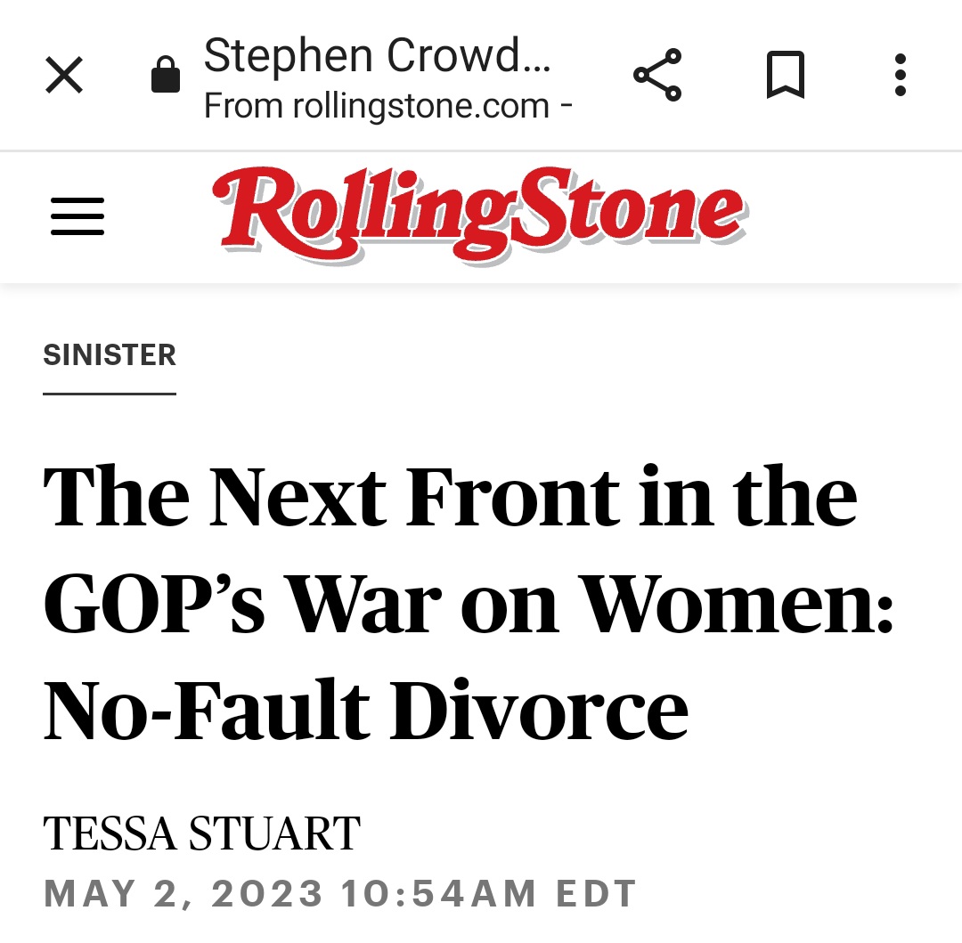 GeoRebekah's tweet photo. The passage of no- fault divorce resulted in a 20% decline in suicide for married women in the first decade, and about 40% decline since the first law passed in 1967.

The GOP wants dead women, dead children, and they - and all their self-appointed 'fighters' - need to be stopped.