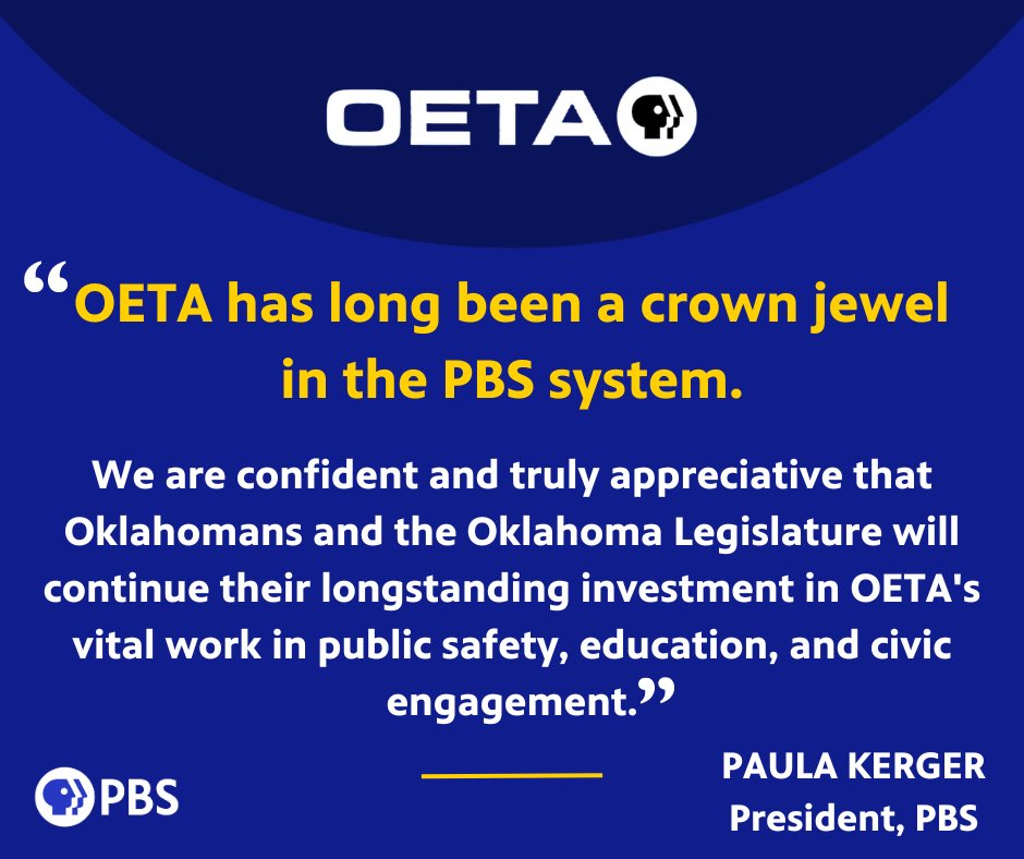FriendsOETAOK's tweet photo. Many thanks to #PBS President & CEO, Ms. Paula Kerger, for voicing her support of @OETAOK
#SaveOETA https://t.co/K6QcR8OygO