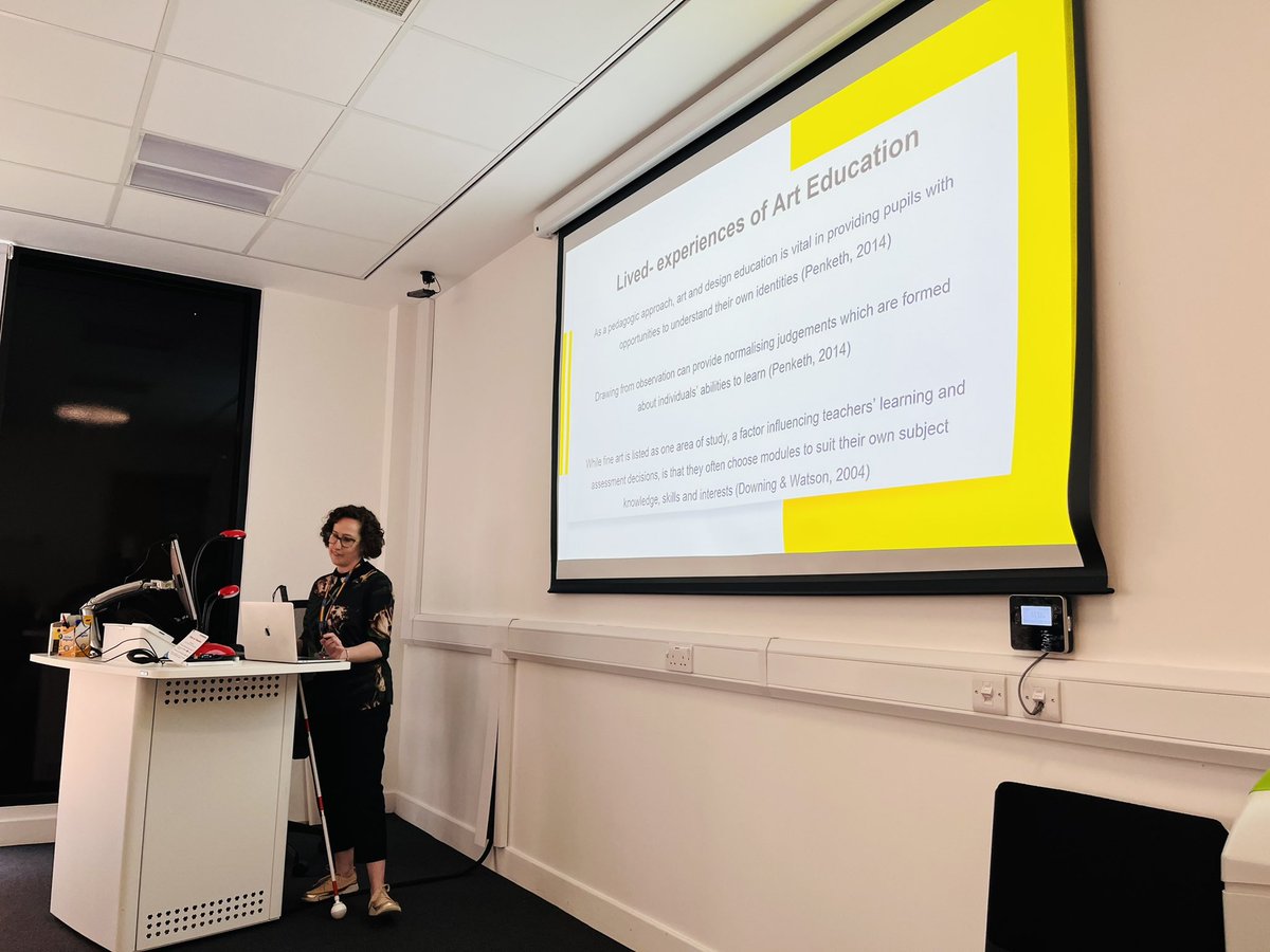 Dr Harriet Dunn @MadHatsTeaParty presenting on ‘Exploring access and participation in art education for learners identified as having visual impairment’ at @ljmu_ceres <a href="/LJMU/">Liverpool John Moores University</a> <a href="/Wellbeingljmu/">Wellbeing Matters LJMU @wellbeingmattersljmu</a> #education #art #access #participation